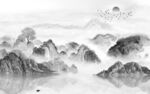 新中式灰色新山水画 TIF分层