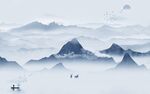 水墨新款山水墙画 tif分层