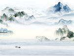 水墨抽象山水背景墙