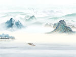 水墨禅意山水背景墙