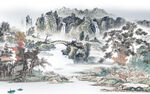 中国风别墅电视山水 TIF分层