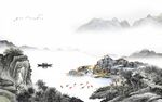 现代 别墅电视山水 TIF分层