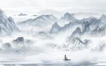 青山绿水中式风景山水背景墙