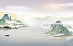 客厅山水背景墙画 tif分层