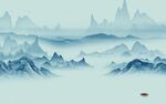 蓝色高清背景山水 TIF分层