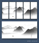 水墨抽象山水画 