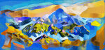 雪山油画