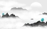 新中式水墨山水装饰画背景墙底纹