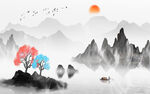 新中式山水背景