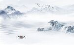 简约客厅新中式山水电视背景墙