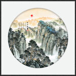 泰山日出国画山水