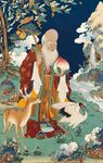 清晰中式寿星公贺寿仙桃仙鹤玄关