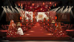 红色中式婚礼舞台区效果图