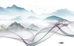 线条 新款山水墙画 tif分层