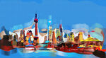 现代抽象城市油画