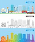 新会地标建筑剪影