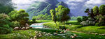 田园山水风景油画
