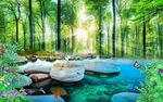 树林流水3D立体壁画