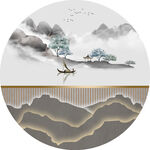 装饰画 水墨山水画 船