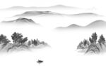 高端 背景中式山水 tif分层