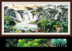 高山流水国画山水风景画