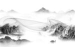 高档 灰色客厅山水 tif分层