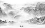 别墅高清山水墙画 TIF分层