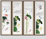 荷花条屏