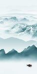高档 山水画玄关墙 TIF分层