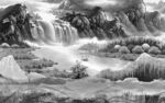 新品客厅山水背景 TIF分层