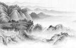 现代 山水画灰色图 TIF分层