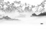 客厅意境山水墙画 TIF分层