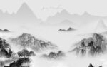 新中式意境山水墙画 TIF分层