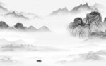 中国风高档灰色山水 tif分层