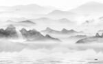 大气高档灰色山水 tif分层