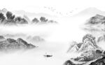 背景墙客厅灰山水画 tif分层
