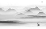 新中式客厅灰山水画 tif分层