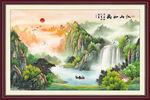 方形山水画 