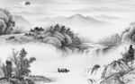 意境 客厅灰山水画 TIF分层