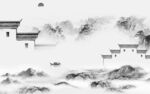 高档客厅灰山水画 TIF分层