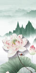 荷花无框新玄关画 TIf分层