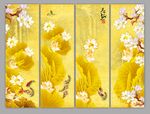 金色荷花条屏