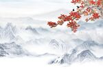 花鸟山谁水简约新中式背景墙