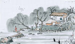 国画水墨山水画