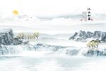中式江山如画背景墙