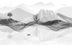 背景墙山水灰色墙画 tif分层