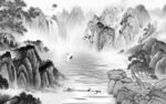 国画 极简灰色墙画 tif分层
