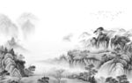 高端最新灰色山水 Tif分层