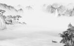 中国风灰色背景山水 TIf分层