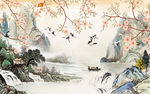 现代新品山水墙画 TiF分层